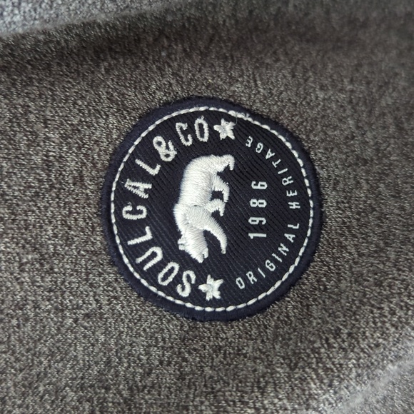 Soulcal & Co Gray Hooded Sweatshirt Hoodie Bear Patch Kids Size 11-12 - Picture 3 of 5